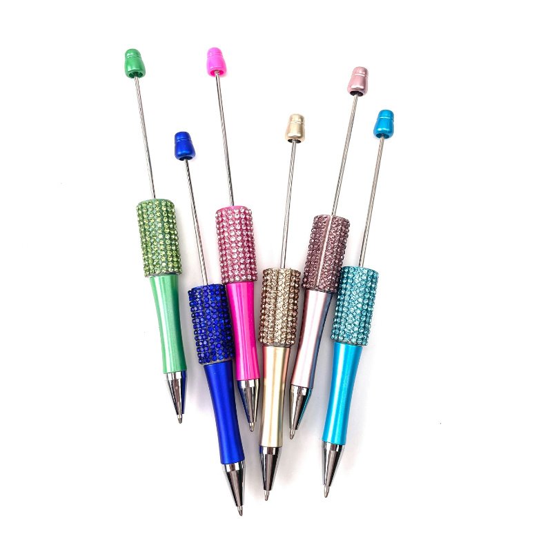 2024 Hot sell DIY Beadable charm colorful Glitter ballpoint pen Diamond Bead gift Pen with LOGO Personalized Wedding Birthday