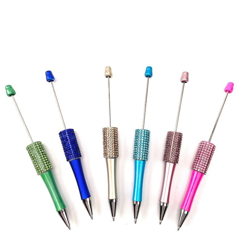 2024 Hot sell DIY Beadable charm colorful Glitter ballpoint pen Diamond Bead gift Pen with LOGO Personalized Wedding Birthday