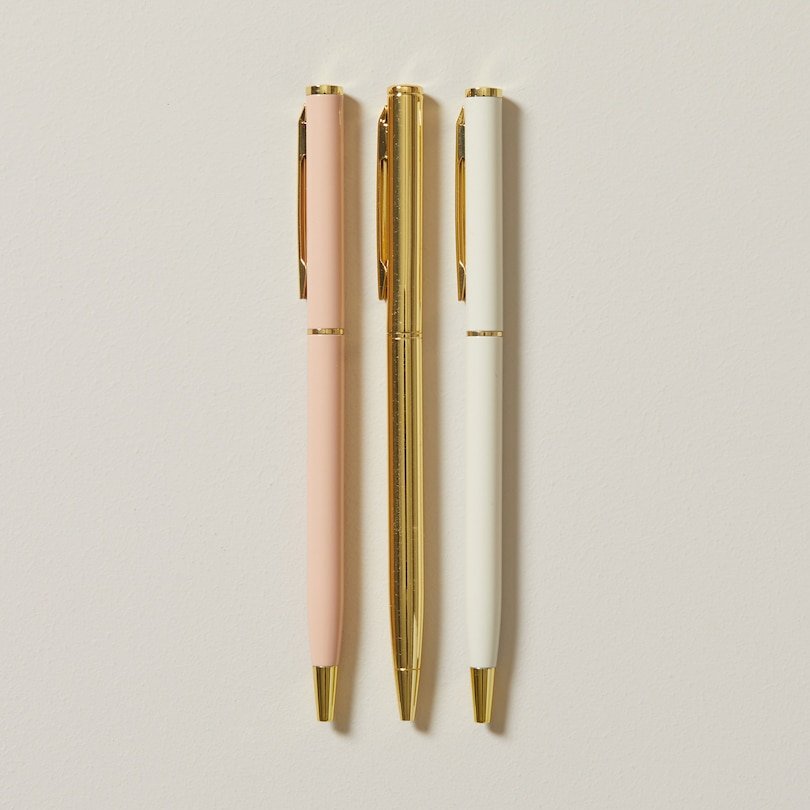 3 pack box custom logo beautiful blush gift pens cute kawaii metal ballpoint pen set with gift box
