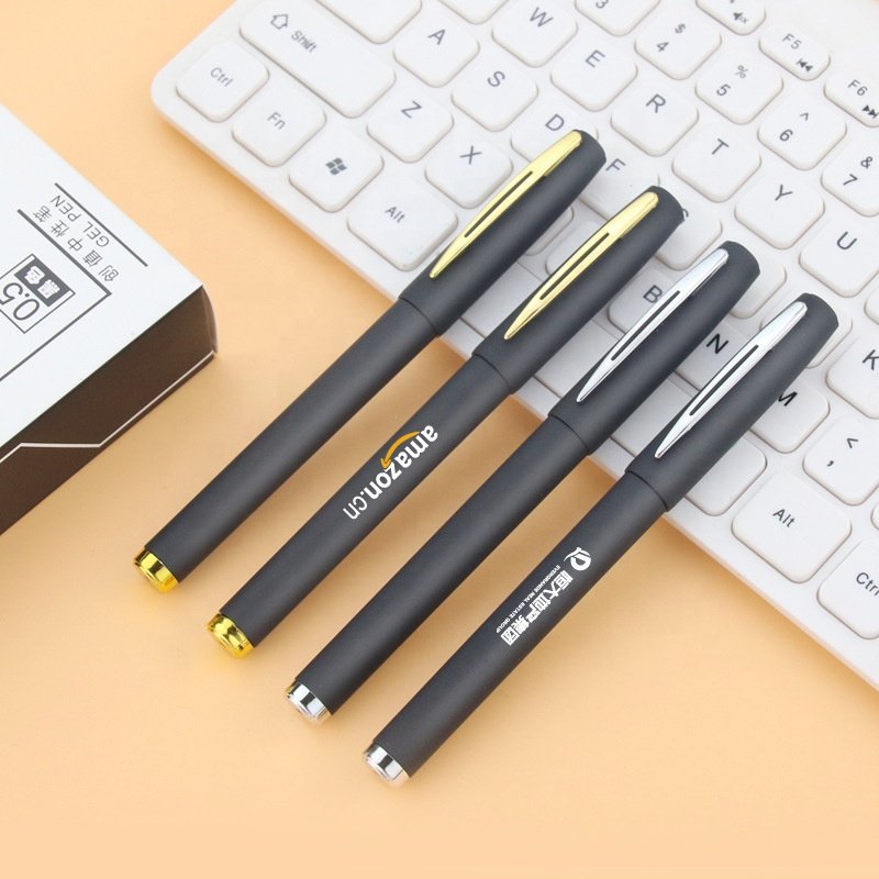 cheap rubber coted Custom black and gold pen Promotional Cozy Soft Touch Gel Pen With Logo
