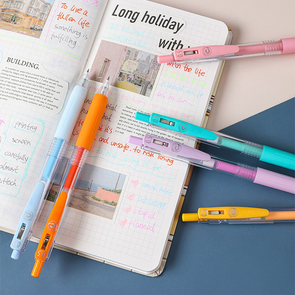 Cheap Custom Plastic Office Ballpoint Pen Bullet Water-Based Needle Pen 0.5mm Black Blue Red Gel Wholesale Promotional Pen