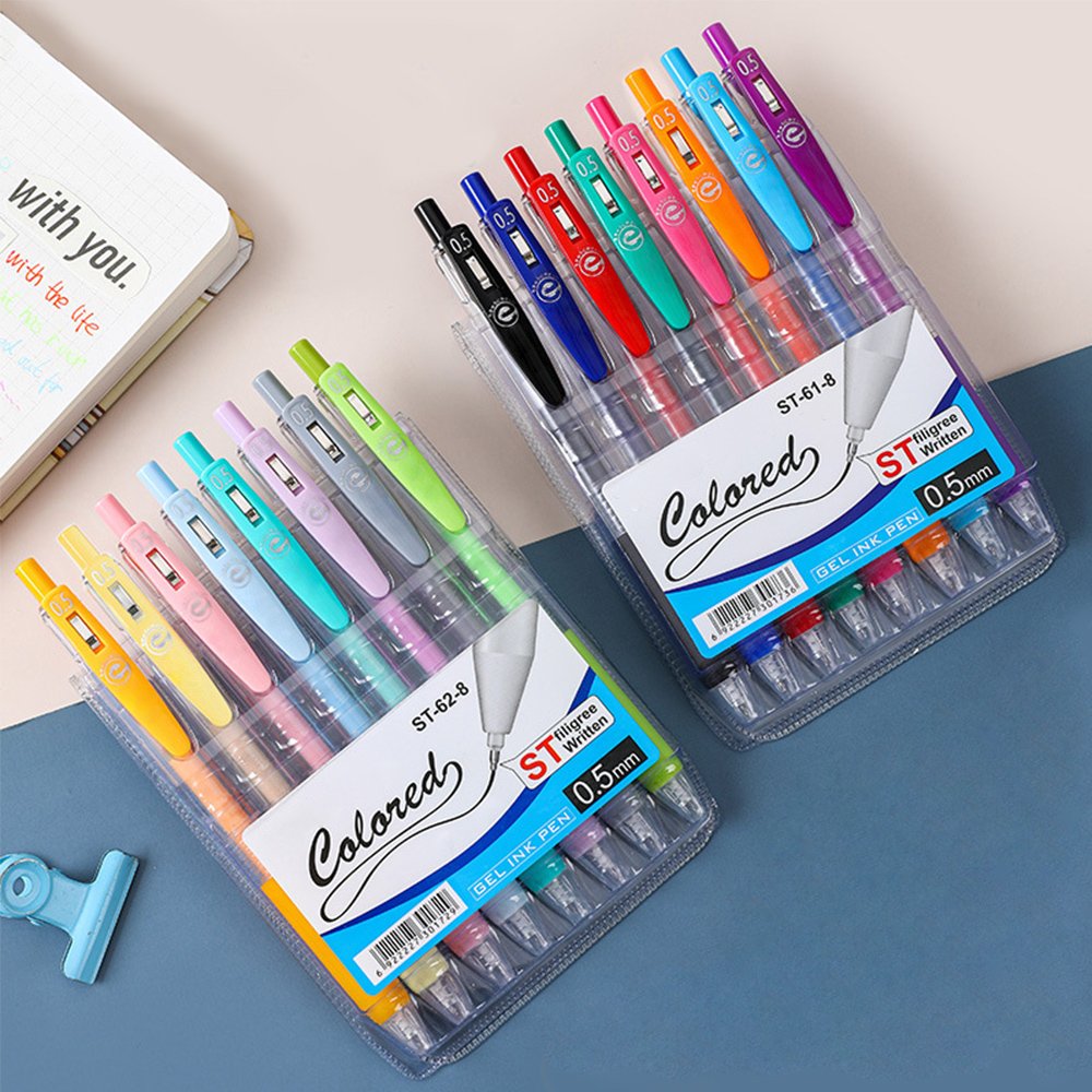 Cheap Custom Plastic Office Ballpoint Pen Bullet Water-Based Needle Pen 0.5mm Black Blue Red Gel Wholesale Promotional Pen