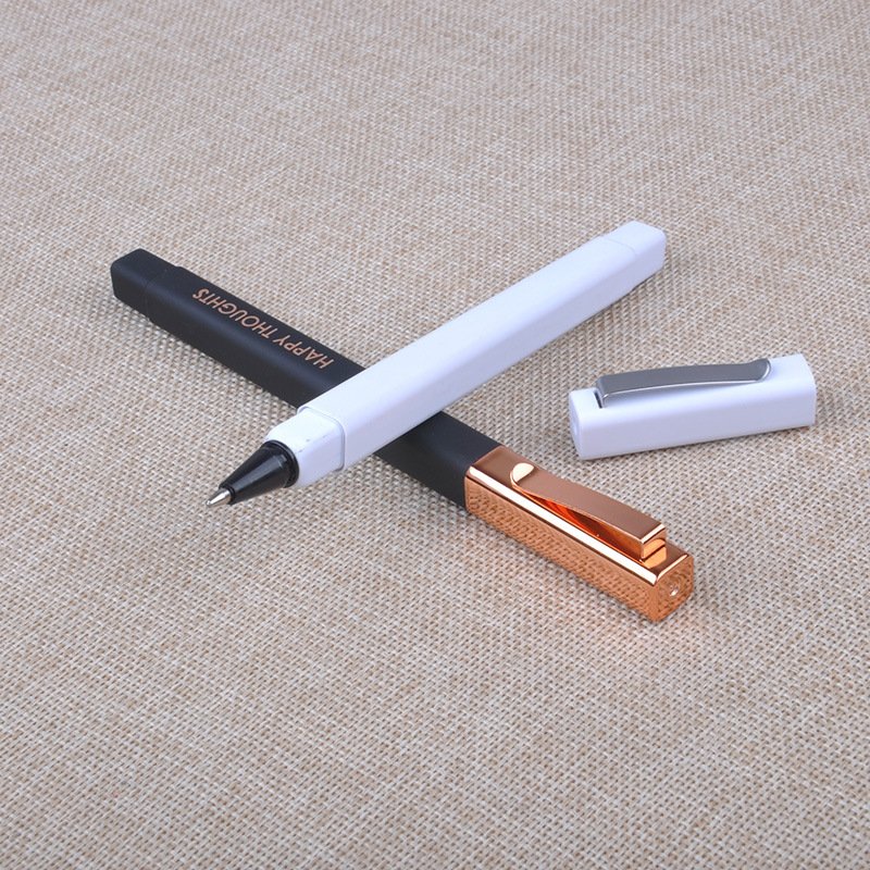 High quality Hot selling luxury gold clip rubber square hotel ball pen with custom logo ballpoint pen promotional pens