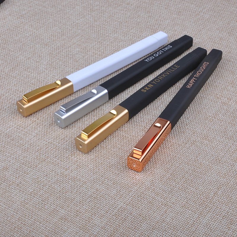 High quality Hot selling luxury gold clip rubber square hotel ball pen with custom logo ballpoint pen promotional pens