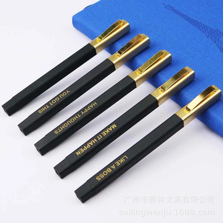 High quality Hot selling luxury gold clip rubber square hotel ball pen with custom logo ballpoint pen promotional pens