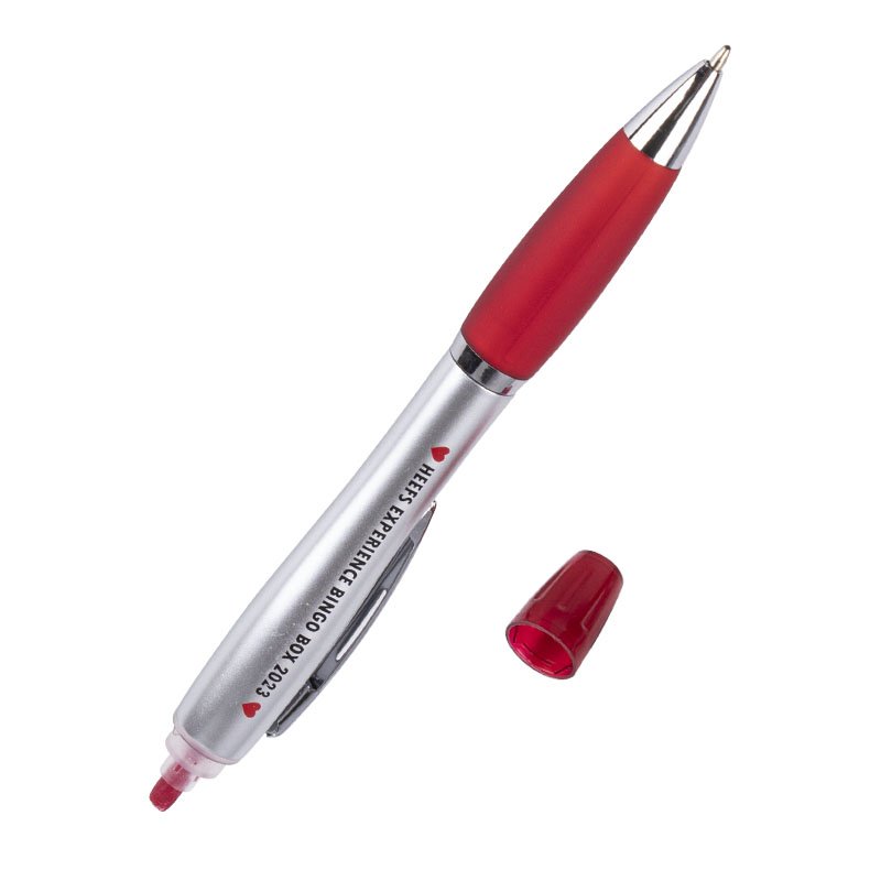 Promotional Custom Made 2 In 1 Ballpoint Pen With Highlighter Combo