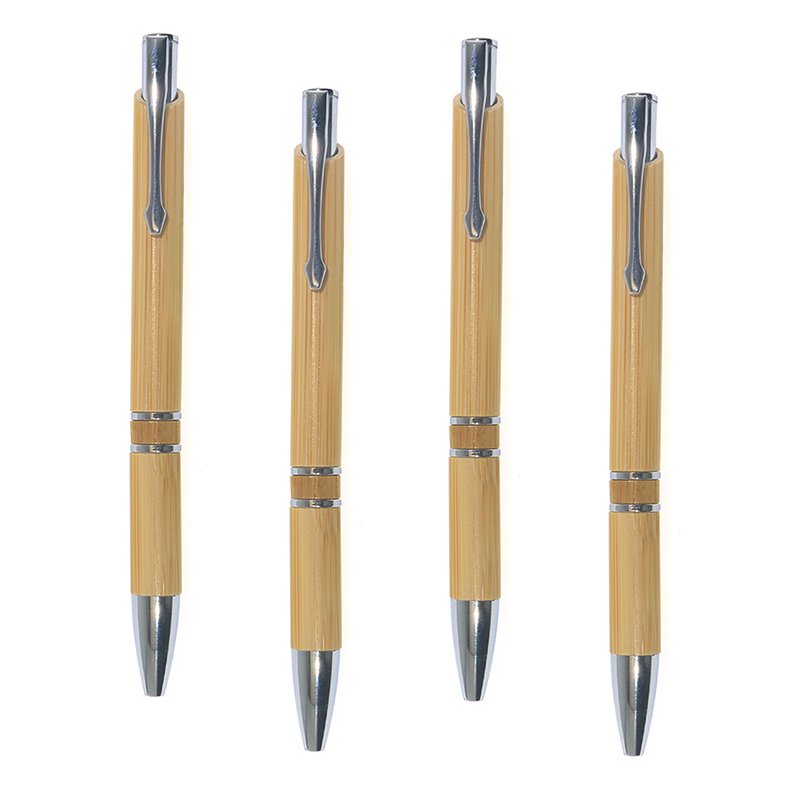 Eacajess custom logo laser engraved promo eco blank bamboo ballpoint pen