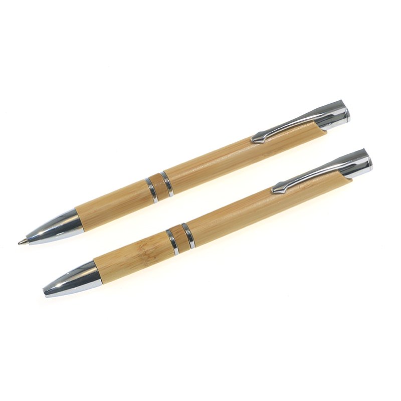 Eacajess custom logo laser engraved promo eco blank bamboo ballpoint pen