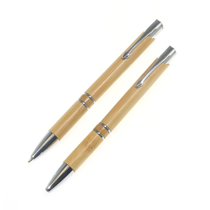 Eacajess custom logo laser engraved promo eco blank bamboo ballpoint pen