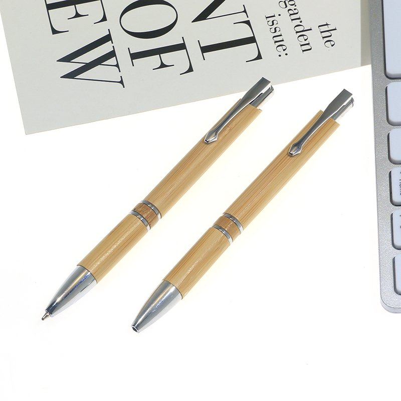 Eacajess custom logo laser engraved promo eco blank bamboo ballpoint pen