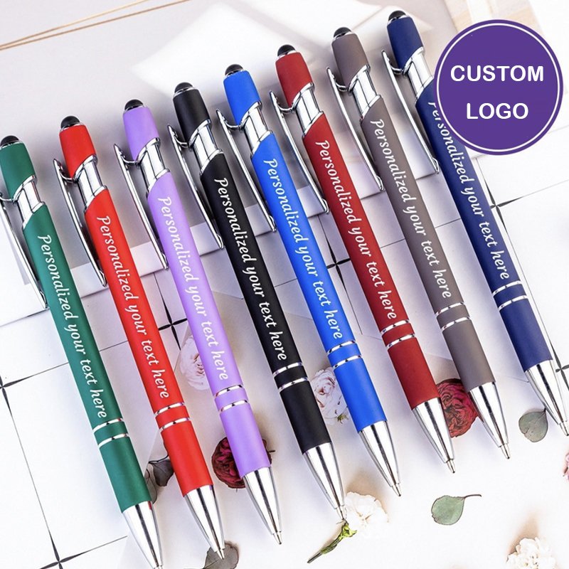 2 in 1 Ballpoint Pen Multi Function Soft Touch Ball Point Stylus Pens Custom Logo Luxury Metal Stylus Pens for Promotional Gift