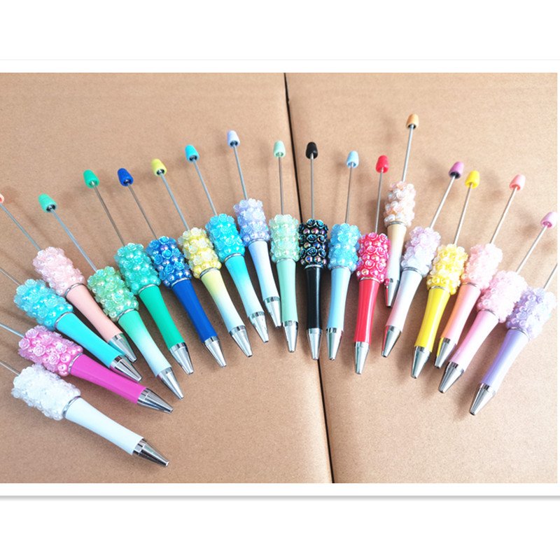 Rose flower Rhinestone Add Bead Beading Pen Jewelry Sparkle Handmade Decorate Acrylic Beadable Ball Pen Bead Pens