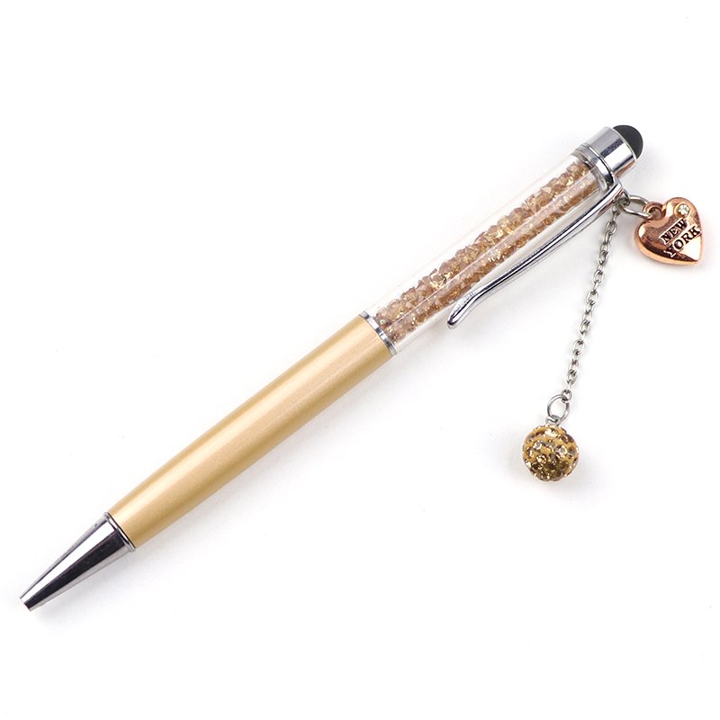 Cheap Customized Logo Ball Pen Plastic Glitter Ballpoint Souvenir Pen With Tag