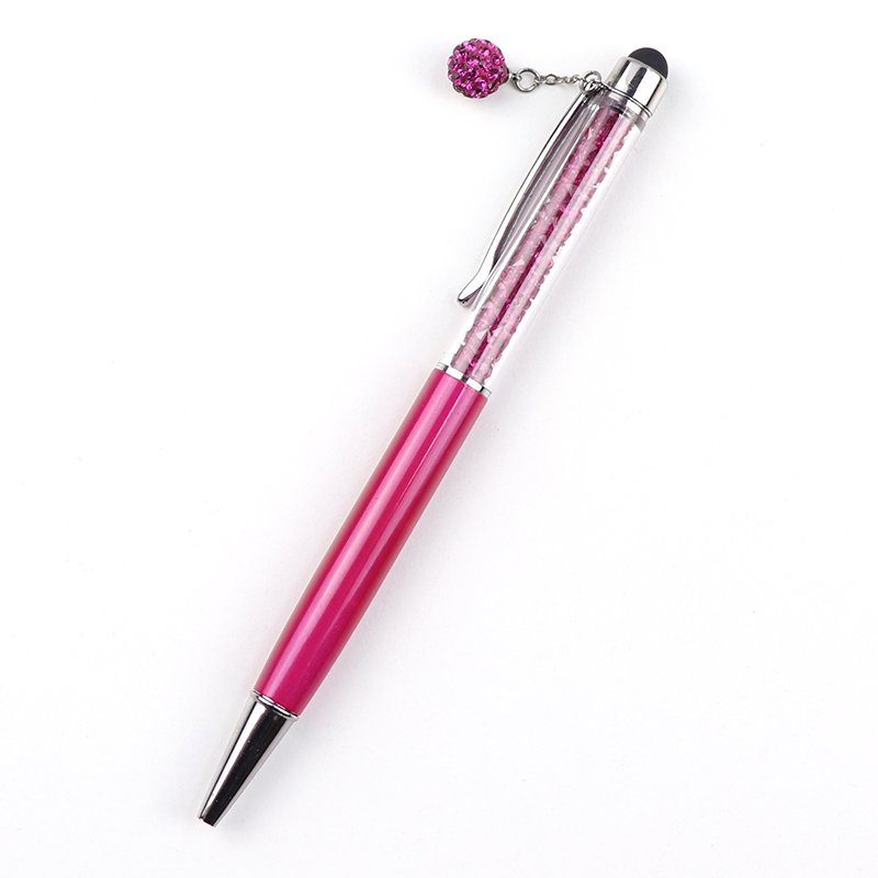 Cheap Customized Logo Ball Pen Plastic Glitter Ballpoint Souvenir Pen With Tag