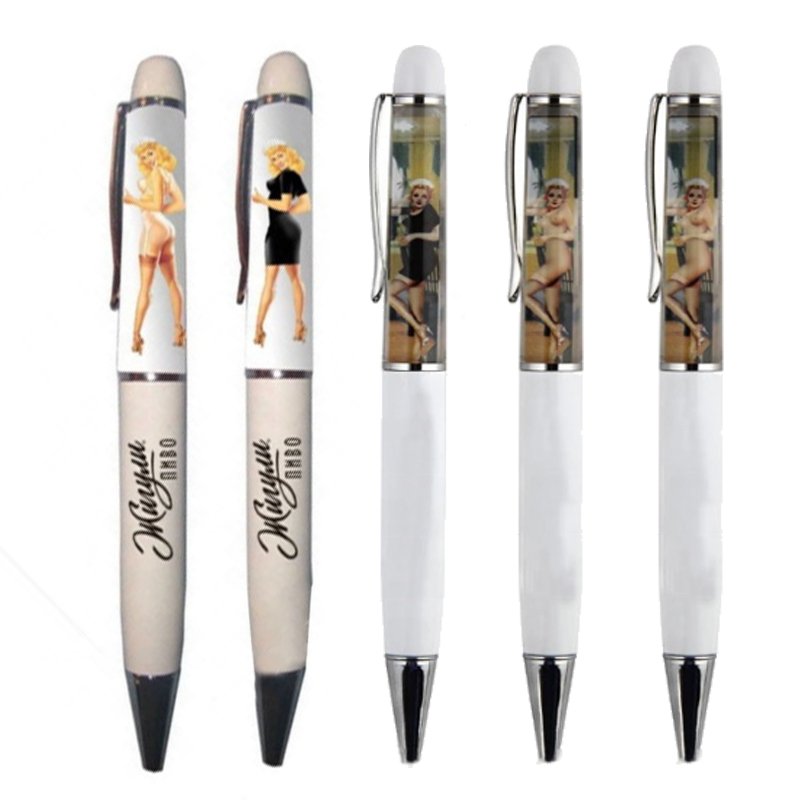 2024 Novelty 2D PVC Automatic stripping ladies caneta mulher nua Naked women liquid floating crazy horse stripper pen with logo