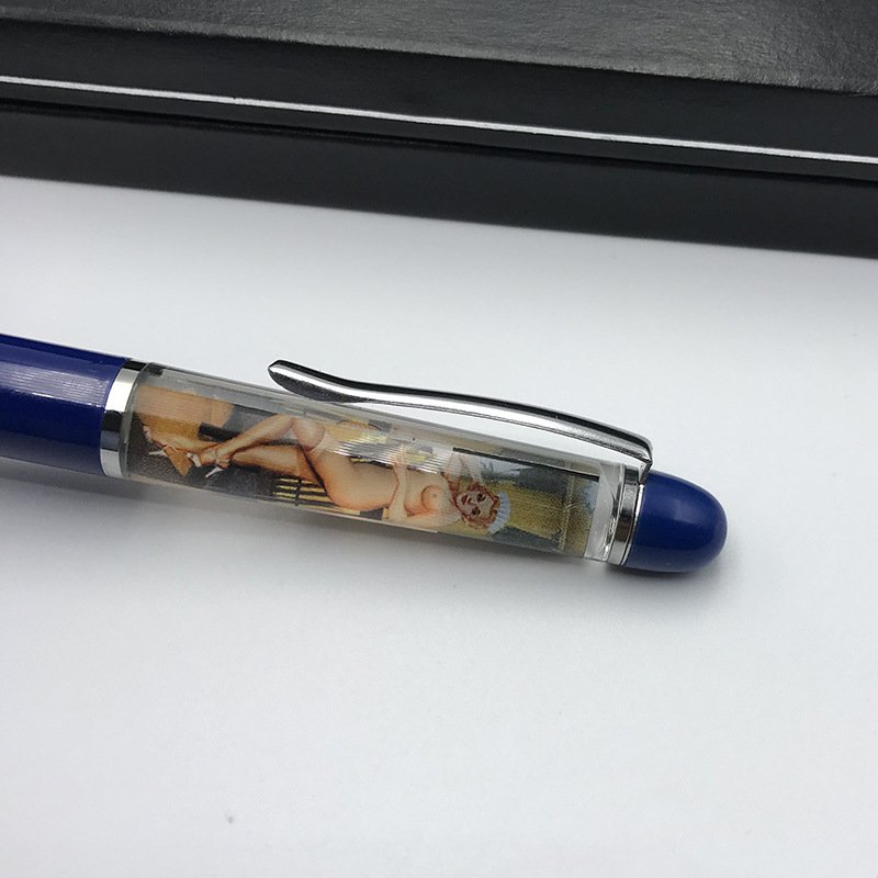 2024 Novelty 2D PVC Automatic stripping ladies caneta mulher nua Naked women liquid floating crazy horse stripper pen with logo