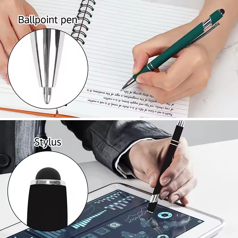 WG217 Customized Stylus Pens With Soft Rubber Touch Screens Gifts Metal Ballpoint Pens Custom Logo For Mobile Phone Ball Point