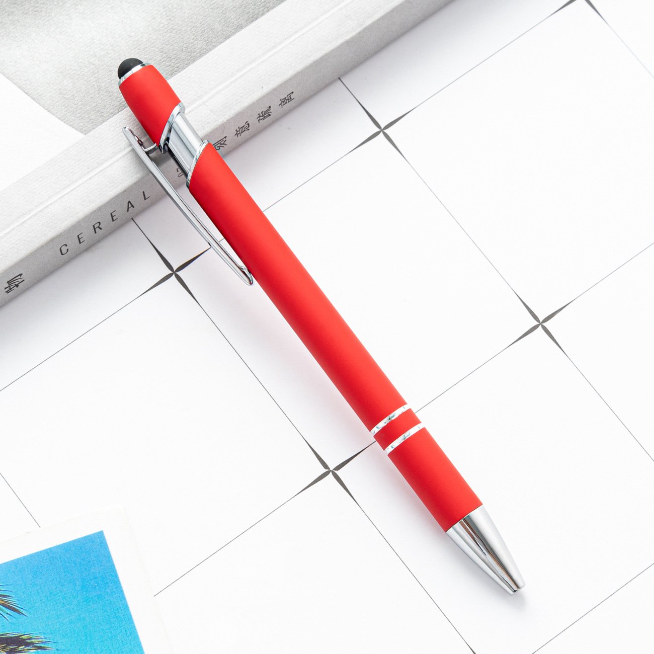 Business Gifts Soft Rubber Metal Promotional Ball Point Aluminum Touch Stylus Custom Logo Ballpoint Pens for Stationary