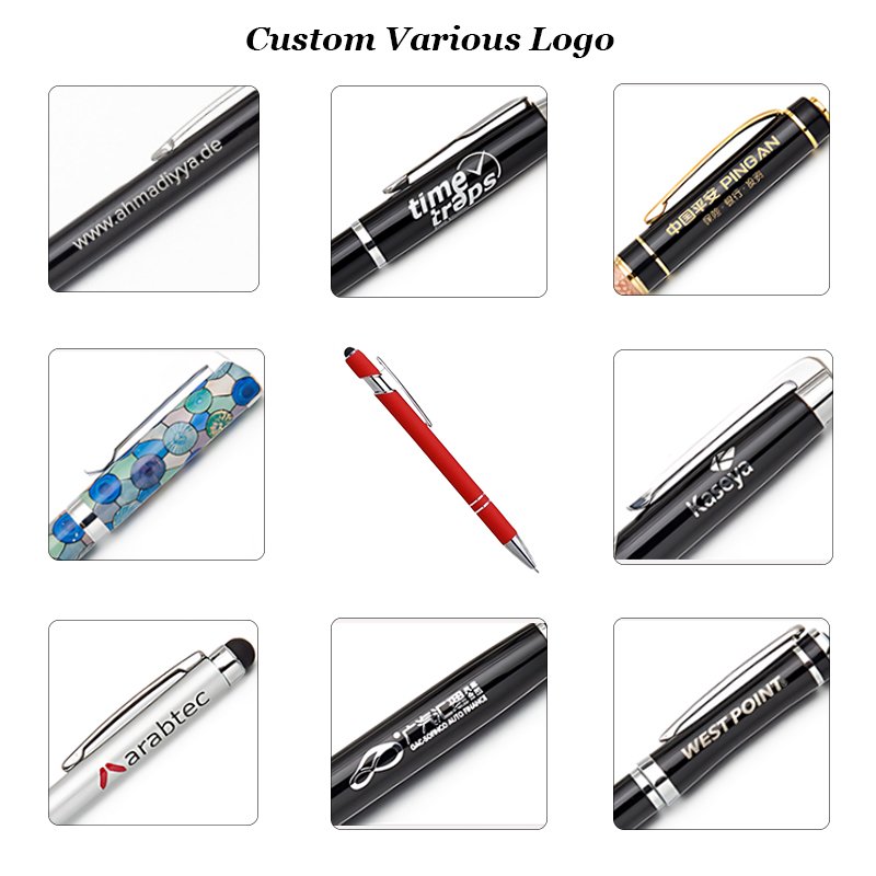 Business Gifts Soft Rubber Metal Promotional Ball Point Aluminum Touch Stylus Custom Logo Ballpoint Pens for Stationary