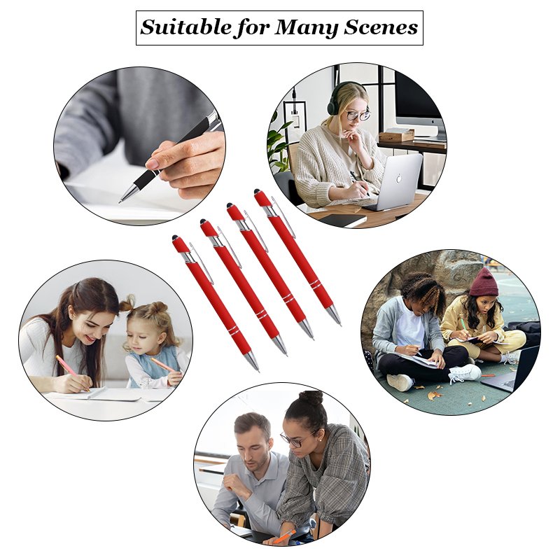 Business Gifts Soft Rubber Metal Promotional Ball Point Aluminum Touch Stylus Custom Logo Ballpoint Pens for Stationary