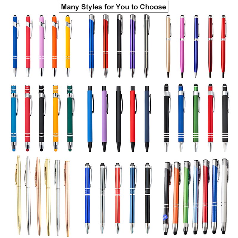 Business Gifts Soft Rubber Metal Promotional Ball Point Aluminum Touch Stylus Custom Logo Ballpoint Pens for Stationary