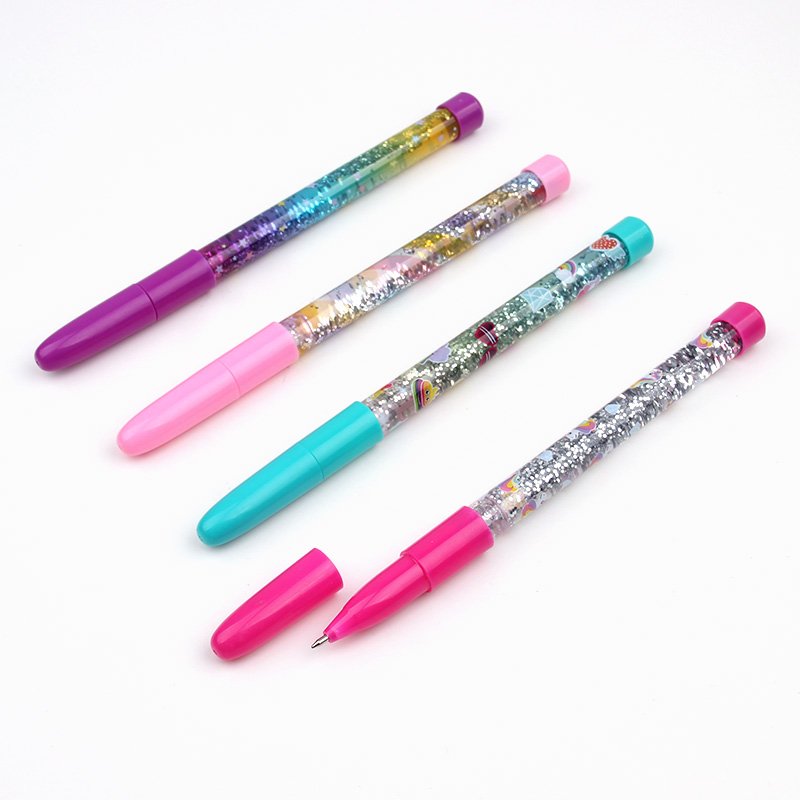 Interwell High Quality Custom Logo School Kids Ballpoint Pens Glittery Sparkly Fun Design Colorful Ballpoint Decorative Pen