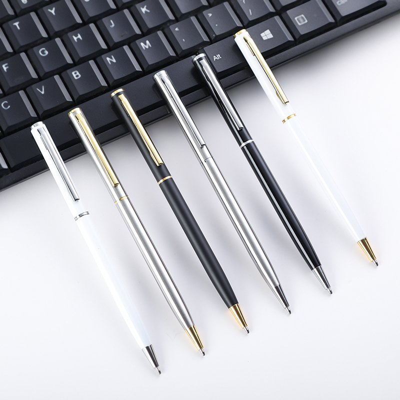 Factory utiles escolares ball pen white metal wholesale hotel personalized pens metal ballpoint pen