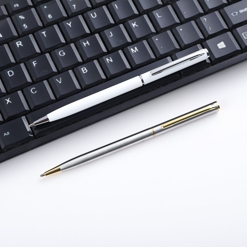 Factory utiles escolares ball pen white metal wholesale hotel personalized pens metal ballpoint pen
