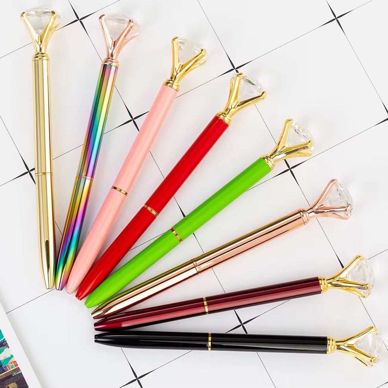 Custom Logo New Big Diamond Metal Ballpoint Pen Crystal Pen with Novelty Business Promotion for Gifts