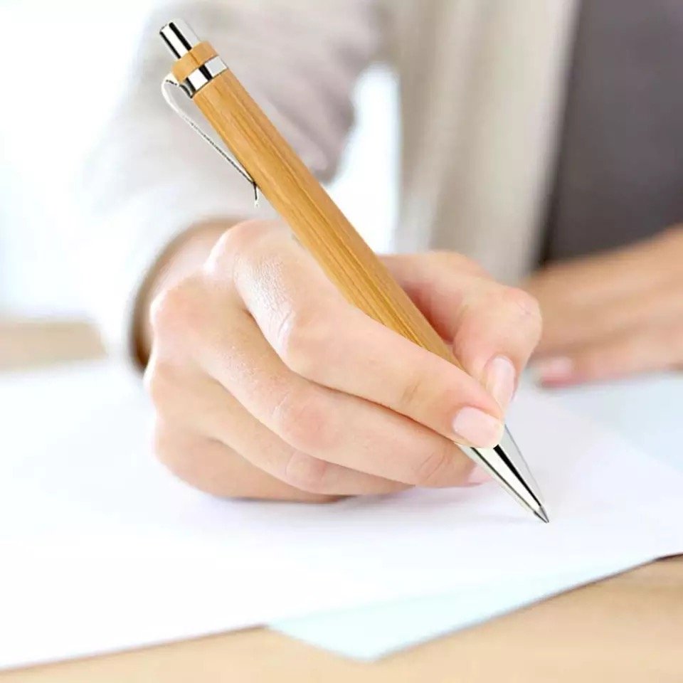 wholesale office stationery Eco friendly Bamboo wooden ball ballpoint pen