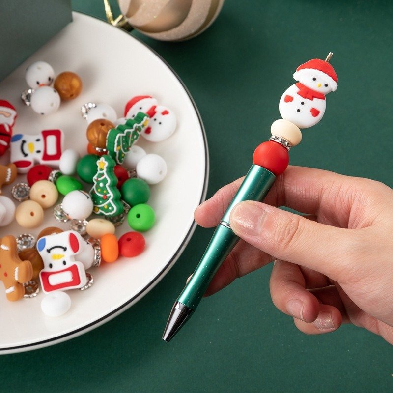 Christmas Halloween Ballpoint Pen Premade Beaded Gel Pen Cartoon Stationery For School Office Supplies Wholesale