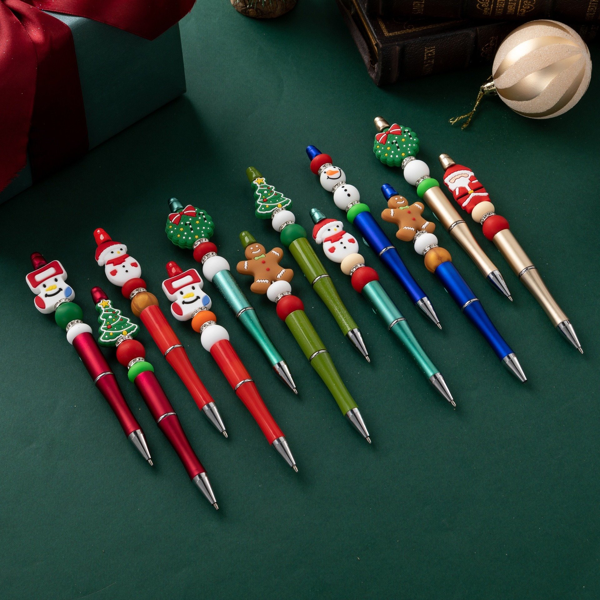 Christmas Halloween Ballpoint Pen Premade Beaded Gel Pen Cartoon Stationery For School Office Supplies Wholesale