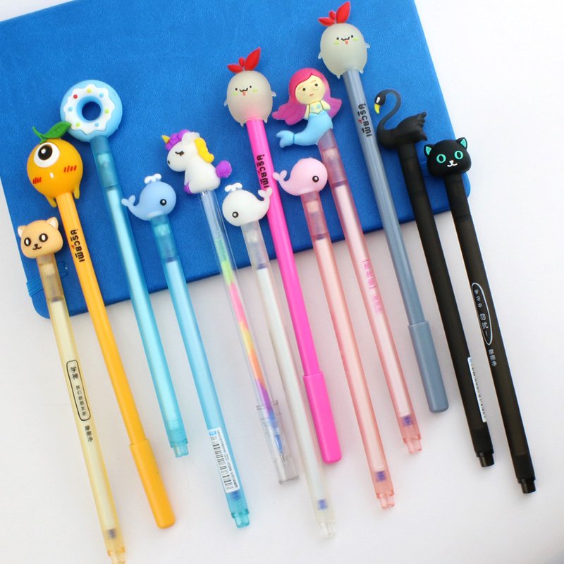 Hot sales cute cartoon ball pens kawaii click fancy fruit character wholesale gift ballpoint pen