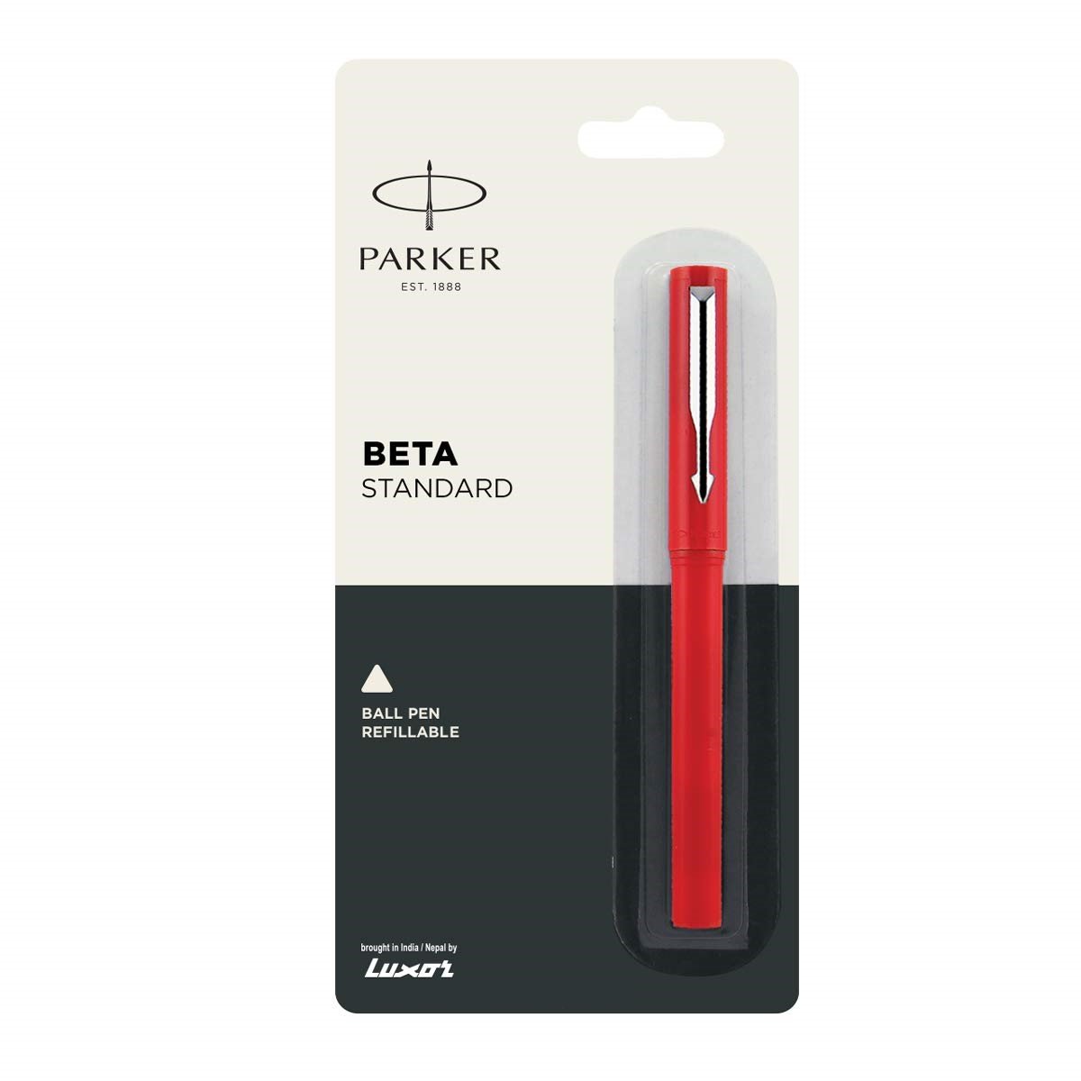 Ballpoint pens parker beta standard chrome trim red color plastic body custom logo promotional writing ballpen