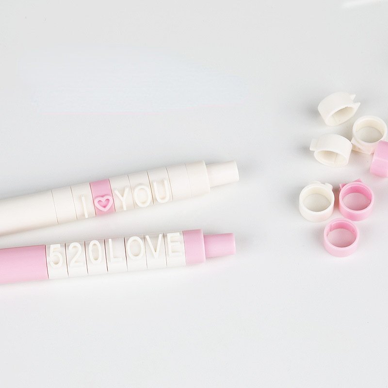 Creative macaron office school letter puzzle ballpoint pens lot stationery supplies 0.5mm ball black ink-DIY pen body