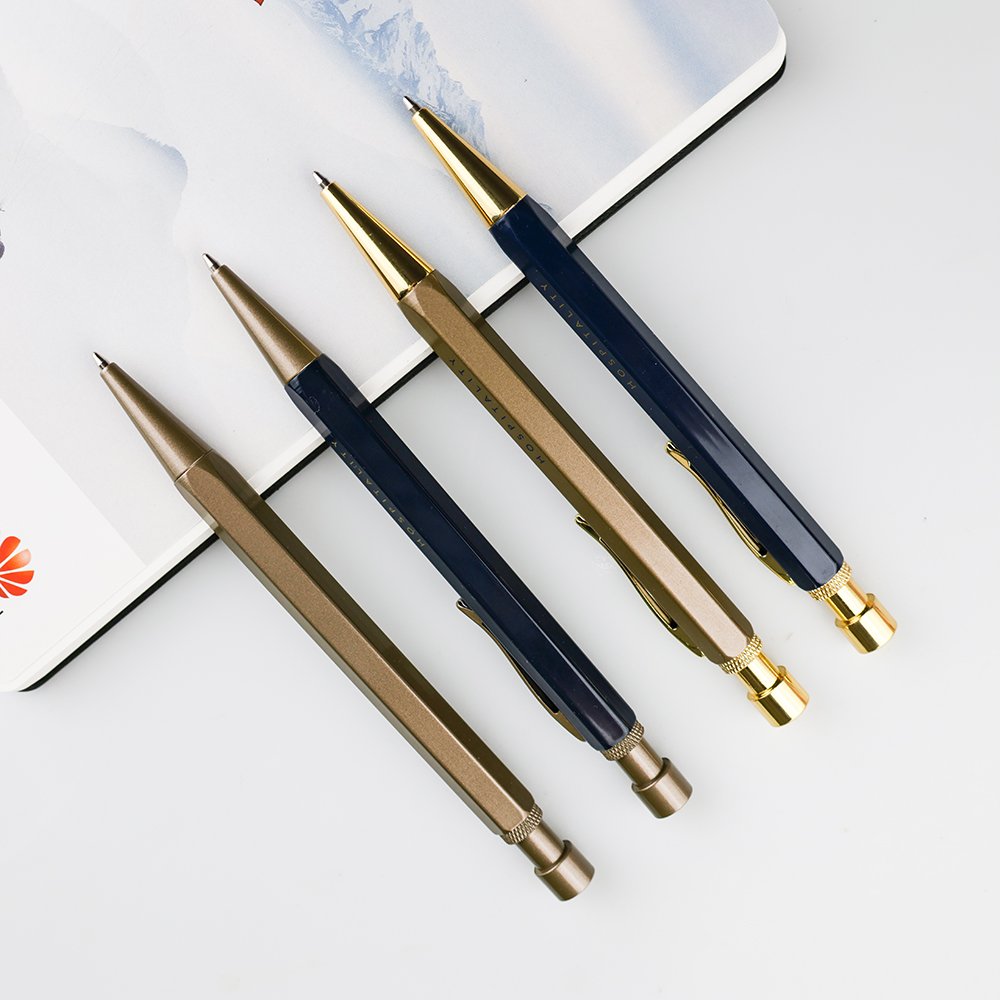 GemFully new trending items 2024 luxury hexagon sport gift pen Custom brass ball pen with custom logo