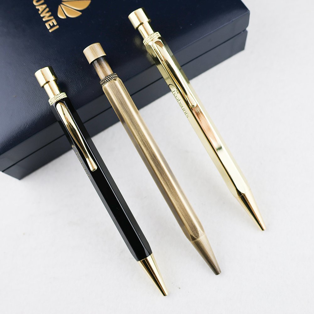 GemFully new trending items 2024 luxury hexagon sport gift pen Custom brass ball pen with custom logo