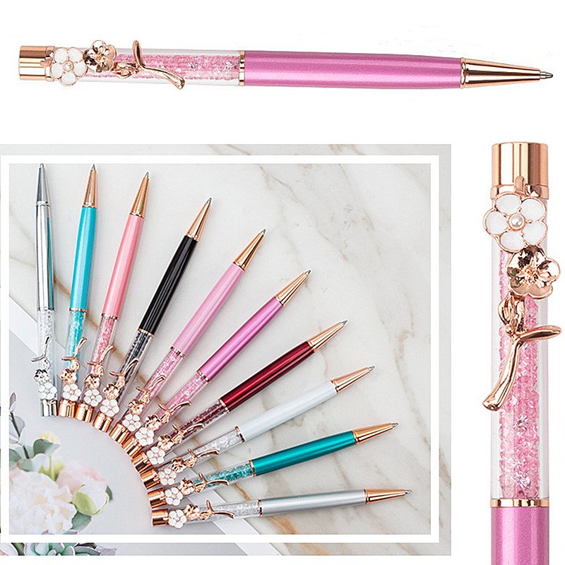 Beautiful Gift Metal Pen With Flower Clip Customized Logo Metal Ballpoint Pen Luxury Ball Point