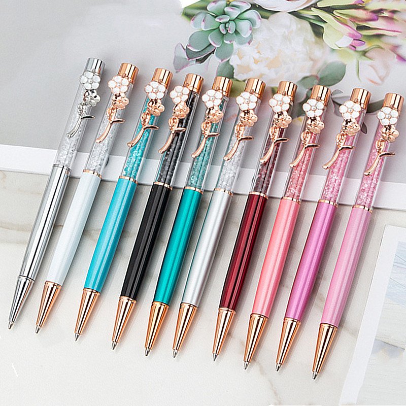 Beautiful Gift Metal Pen With Flower Clip Customized Logo Metal Ballpoint Pen Luxury Ball Point