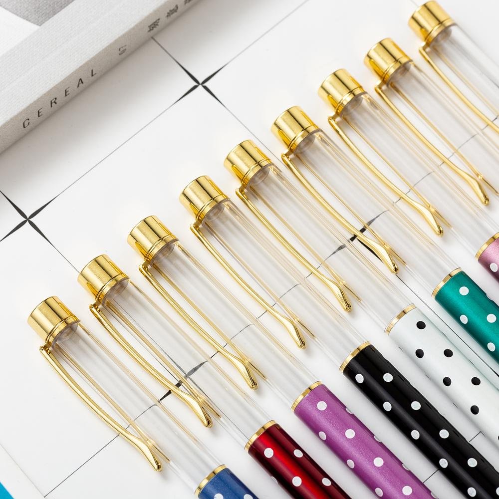 Custom DIY Herbarium Floating Glitter Pen No Crystal Metal Self-Assembling with 1.0mm Writing Width