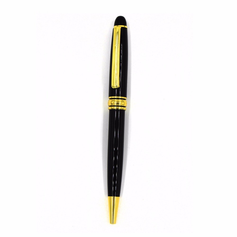 Bright chrome Metal pens Golden and black color promotional heavy metal ball pens with logo on barrel for promotional items