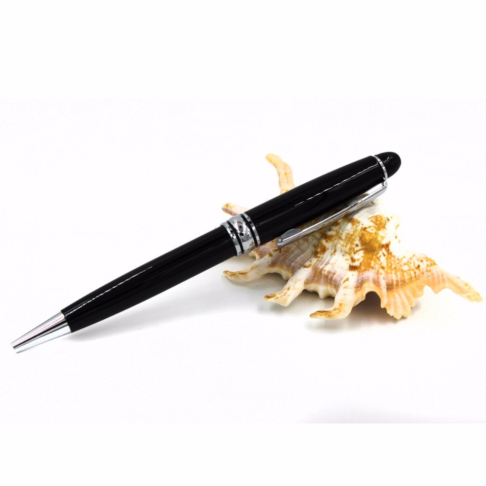 Bright chrome Metal pens Golden and black color promotional heavy metal ball pens with logo on barrel for promotional items