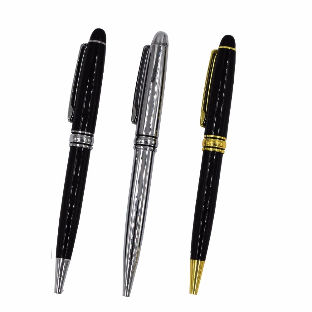 Bright chrome Metal pens Golden and black color promotional heavy metal ball pens with logo on barrel for promotional items