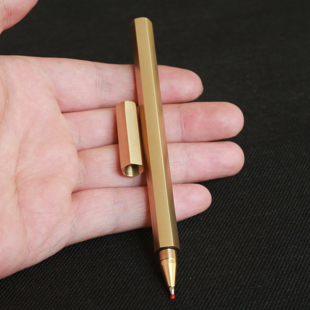 Creative Xmas Gift Handmade Copper Hexagonal Pens metal Galvanized 100% pure solid brass hexagon gel pen
