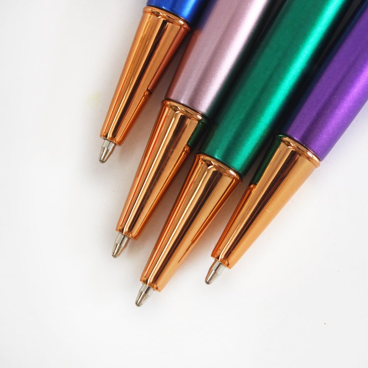 O&Q Manufacturer cartoon circle metal pendant Kawaii twist ballpoint pen 0.7mm bule and black ECO plastic