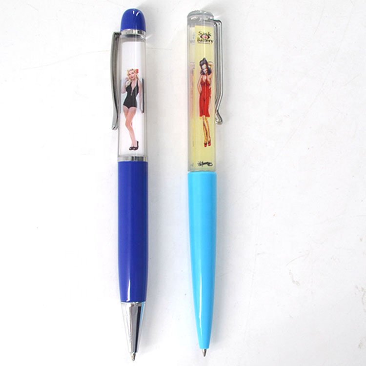 LINLI Customized Strip Lady Print On PVC Liquid Floating Ballpoint Pen Advertising