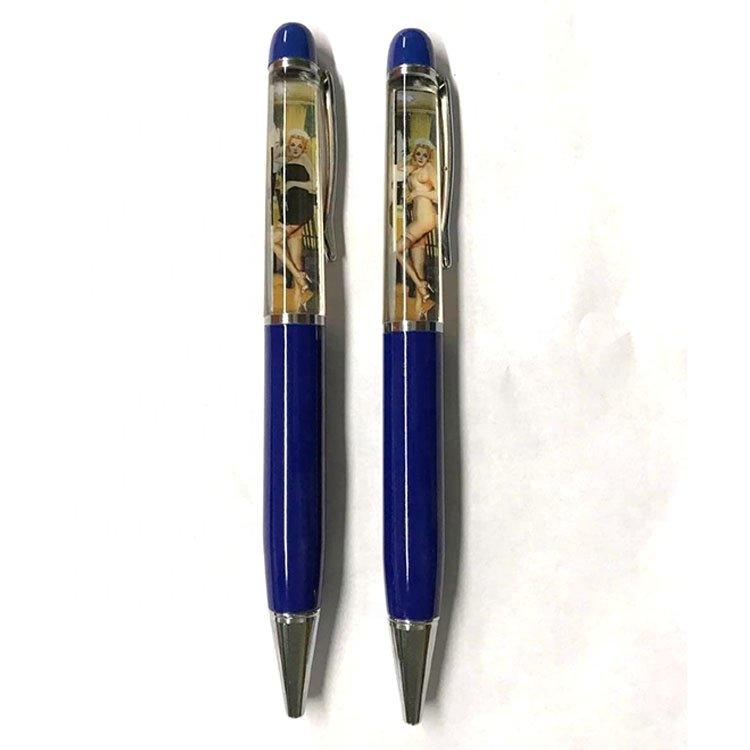 LINLI Customized Strip Lady Print On PVC Liquid Floating Ballpoint Pen Advertising