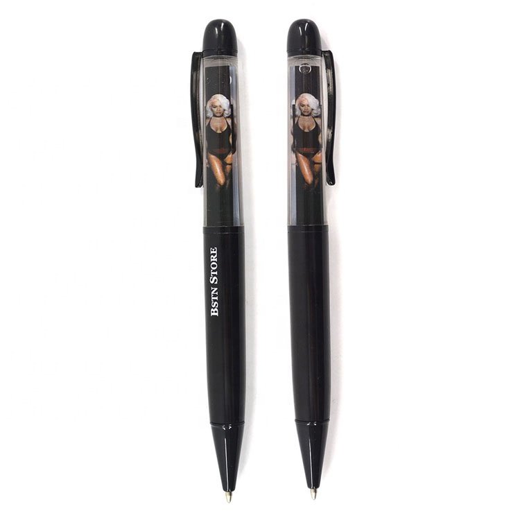 LINLI Customized Strip Lady Print On PVC Liquid Floating Ballpoint Pen Advertising