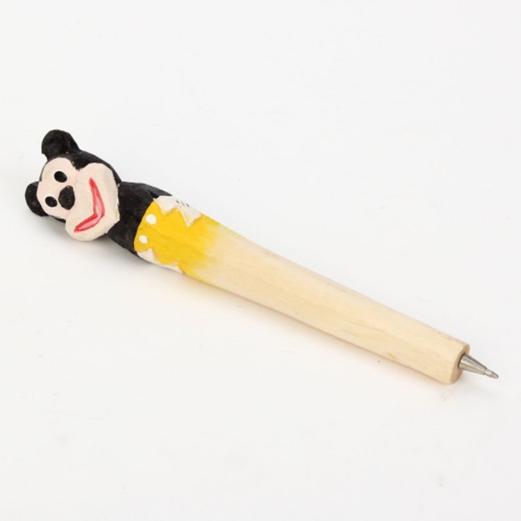 Chinese Elements Painted Hand-carved Wooden Carve animal Pen Christmas Gift