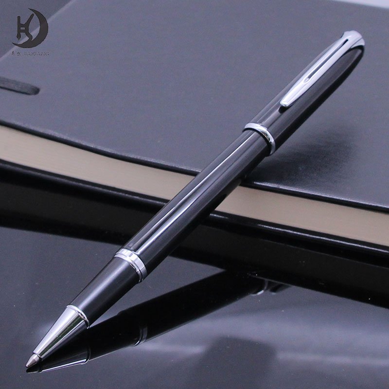 Luxury promotional executive black metal ball pen custom logo blank ring part ballpoint pen gift set